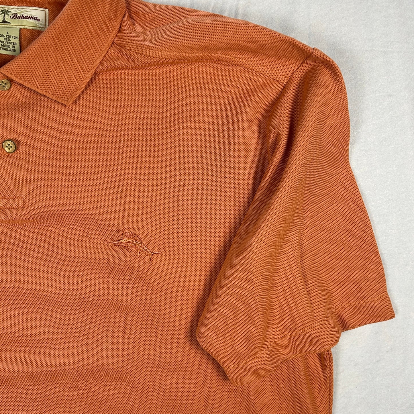 Tommy Bahama Men’s Coral Orange Polo Shirt - Size Large - Cotton Blend - Island Life Casual