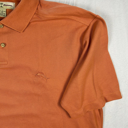 Tommy Bahama Men’s Coral Orange Polo Shirt - Size Large - Cotton Blend - Island Life Casual