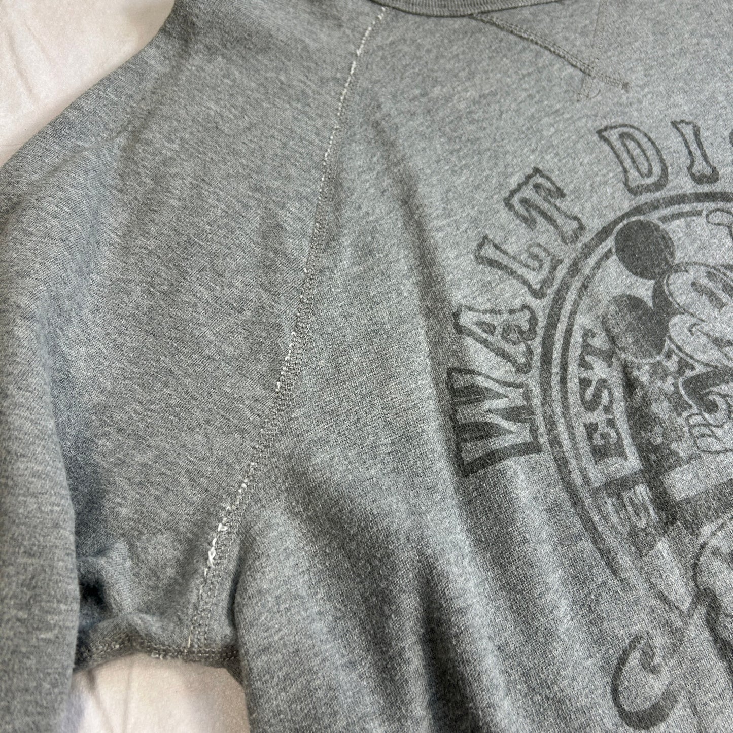 Disney Parks Authentic Original Mickey Mouse Raglan Sweatshirt, Gray, Size Large