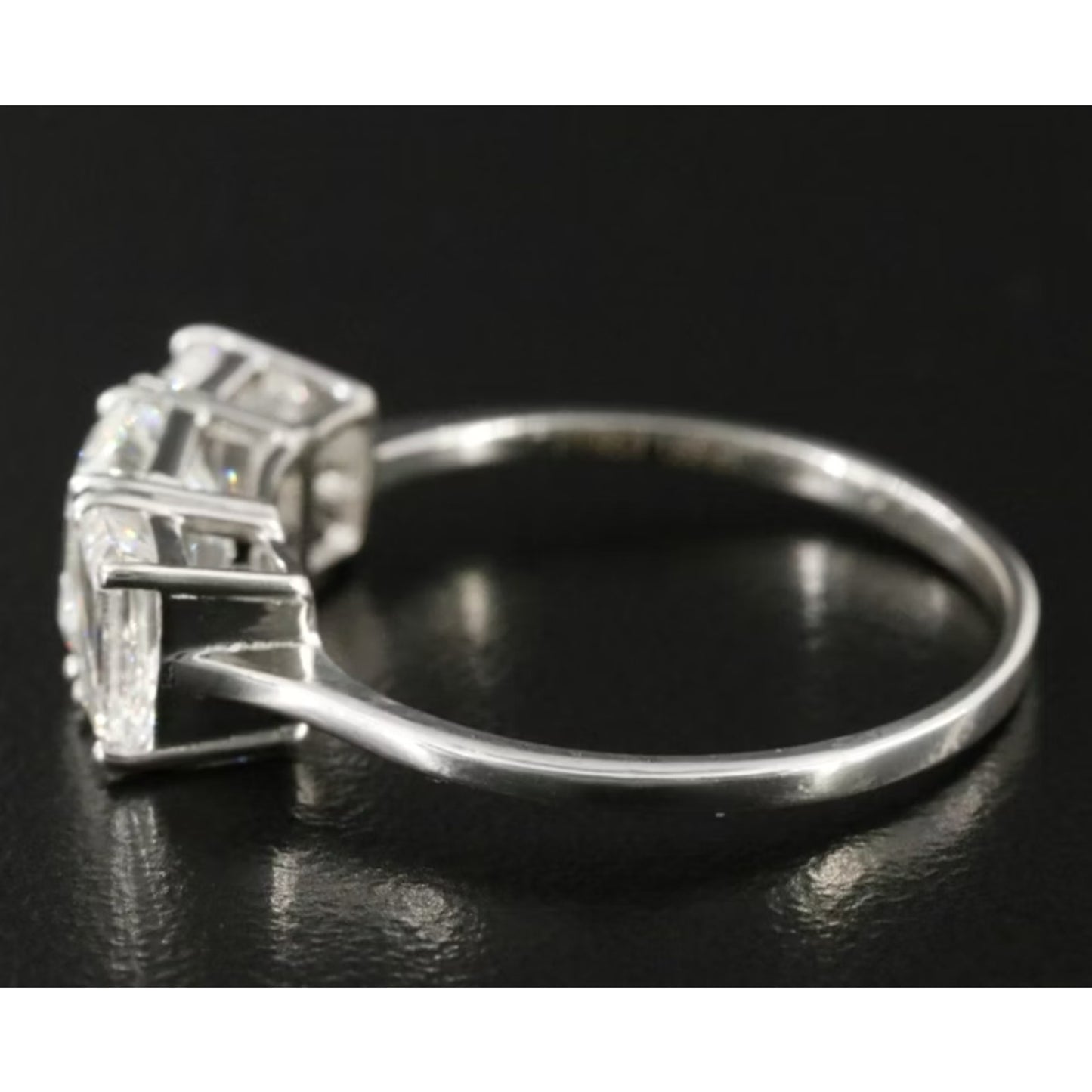 Platinum 1.88 ctw Three-Stone Emerald Cut Natural Diamond Ring, GIA Certified