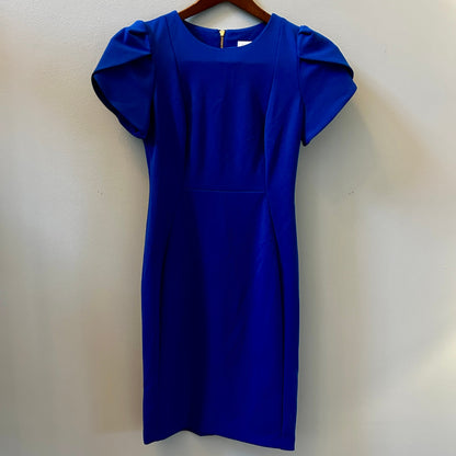 Calvin Klein Royal Blue Sheath Dress Size 4 Tulip Cap Sleeve