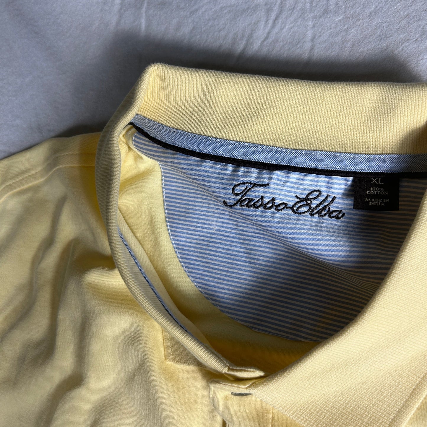 Tasso Elba Men’s Yellow Polo Shirt - Size XL - 100% Cotton - Short Sleeve Golf Casual