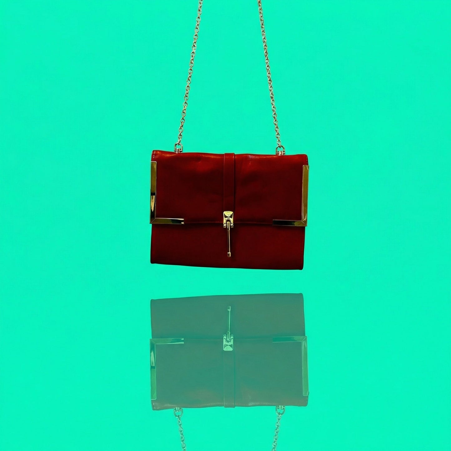 JustFab Red Faux Leather Structured Shoulder Bag
