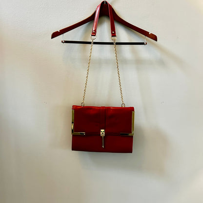 JustFab Red Faux Leather Structured Shoulder Bag