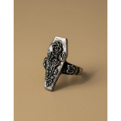 Gothic Rose Coffin Statement Ring