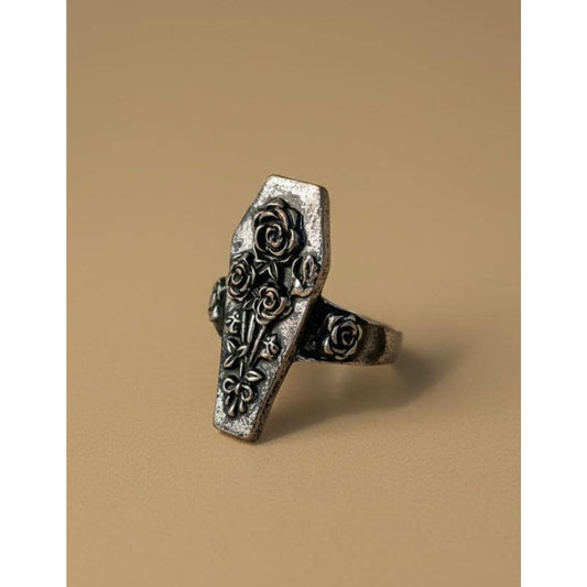 Gothic Rose Coffin Statement Ring