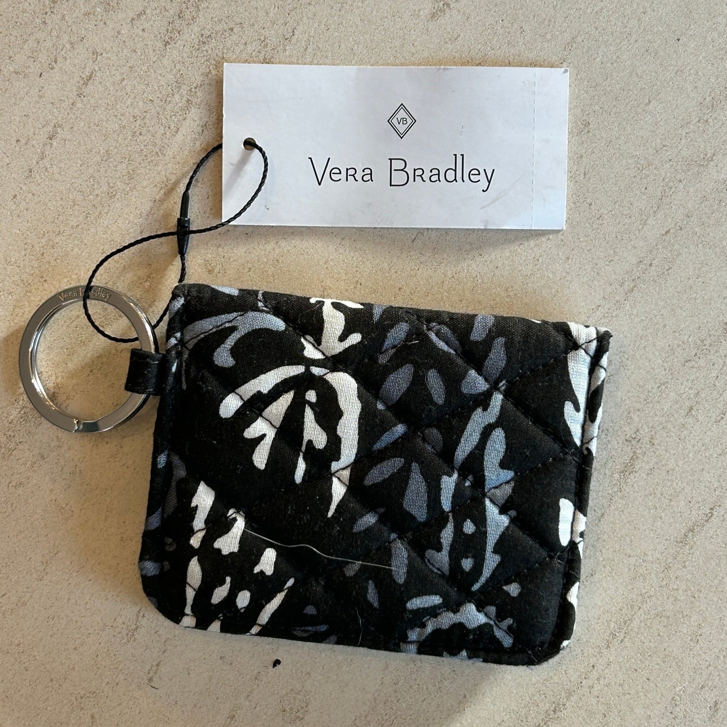 NWT Vera Bradley Campus Double ID Wallet, Paisley Noir Quilted Coin Purse