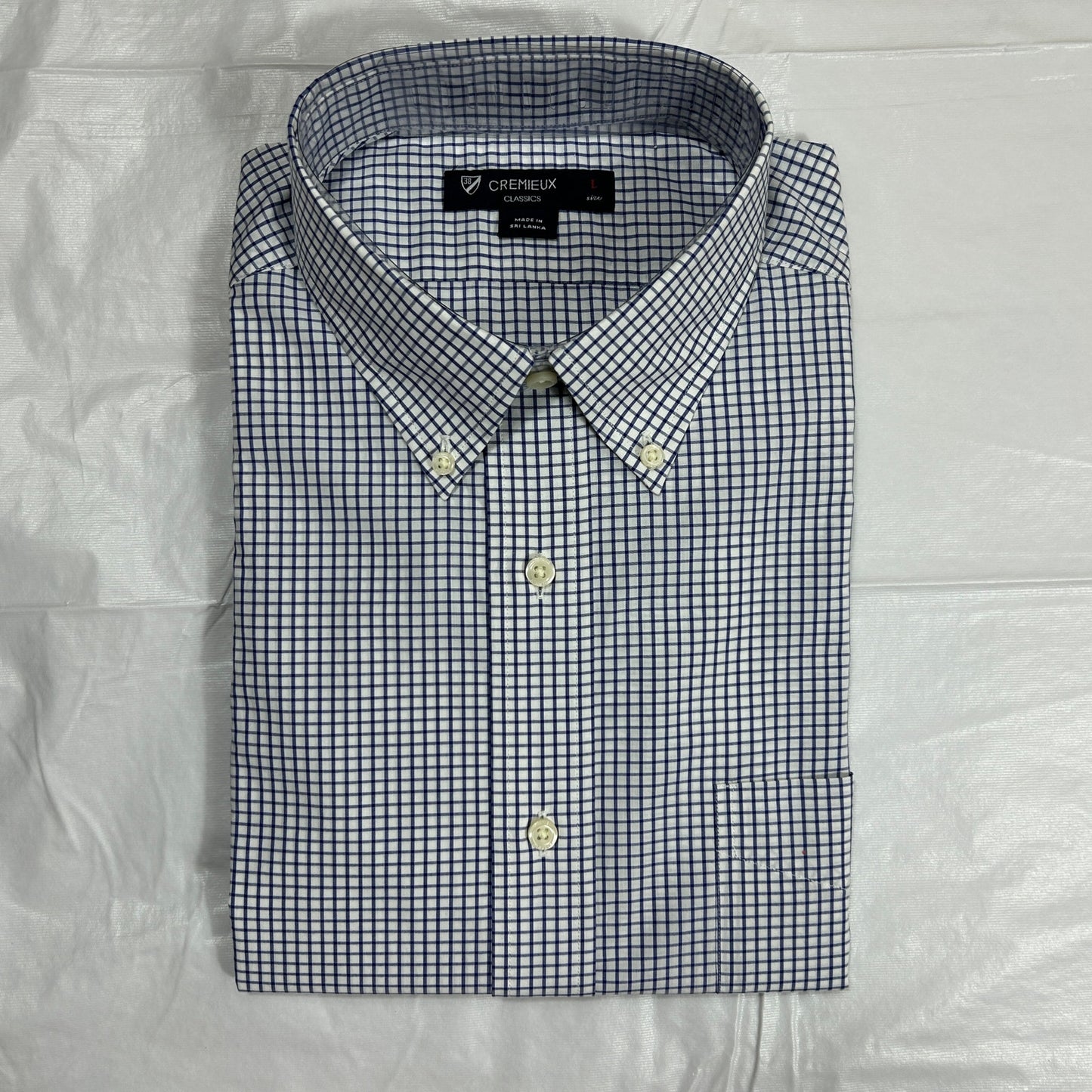 NWT Daniel Cremieux Classics Men's Large Blue White Graph Paper Dress Shirt