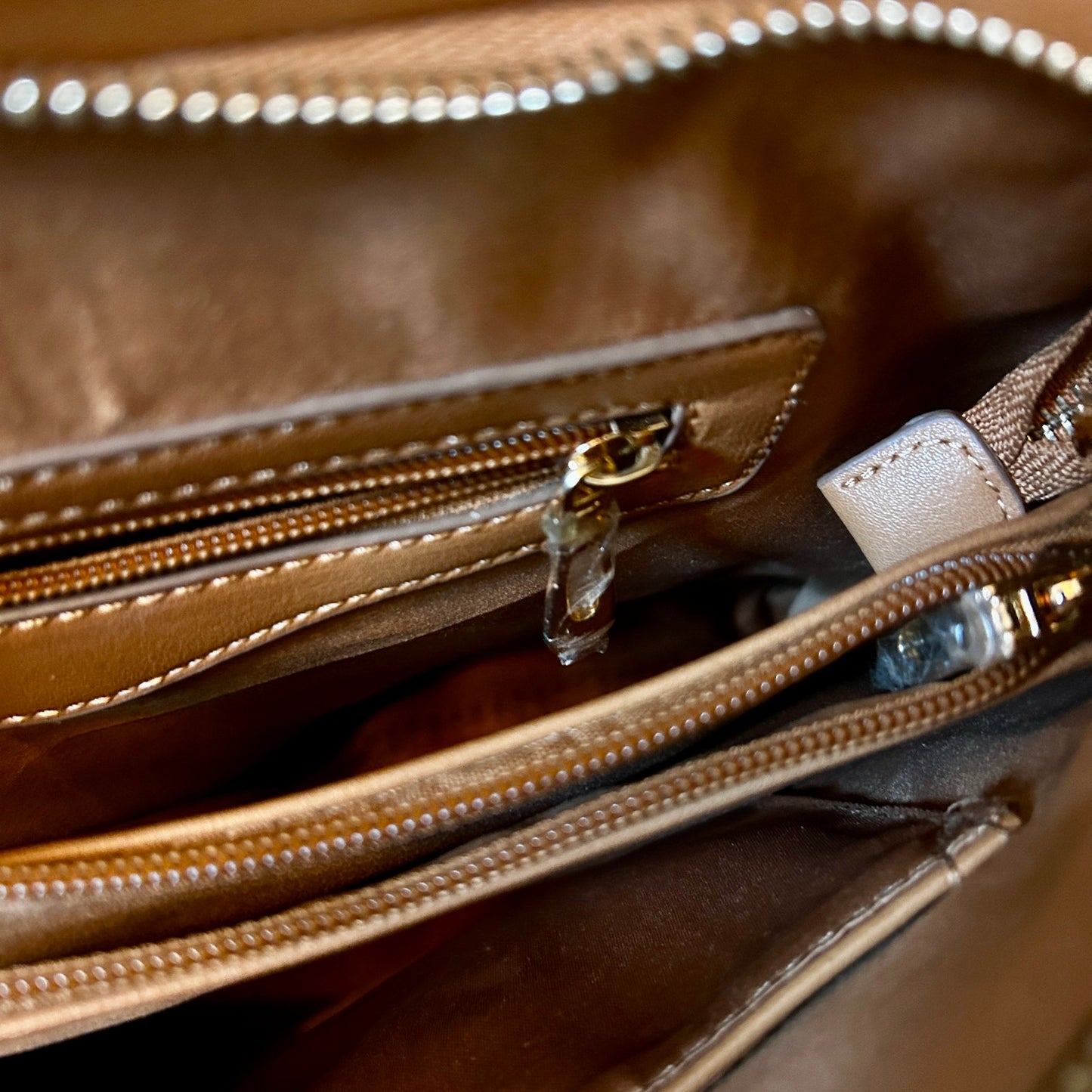 Danbury Mint Sedona Tan Faux Leather Satchel Monogram GEC