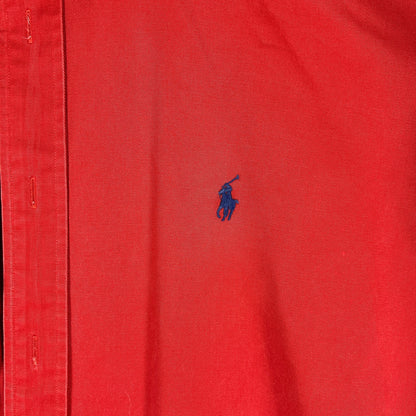 Vintage Ralph Lauren "Blake" Button-Down Shirt, Red Two-Ply Cotton, Men’s XL