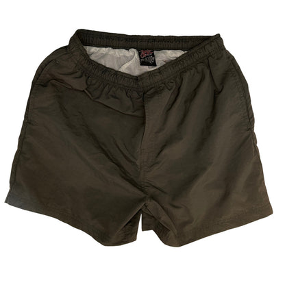 C Rise Retro Men’s Swim Trunks Size Medium | Dark Forest Green Nylon Shorts w/ Liner