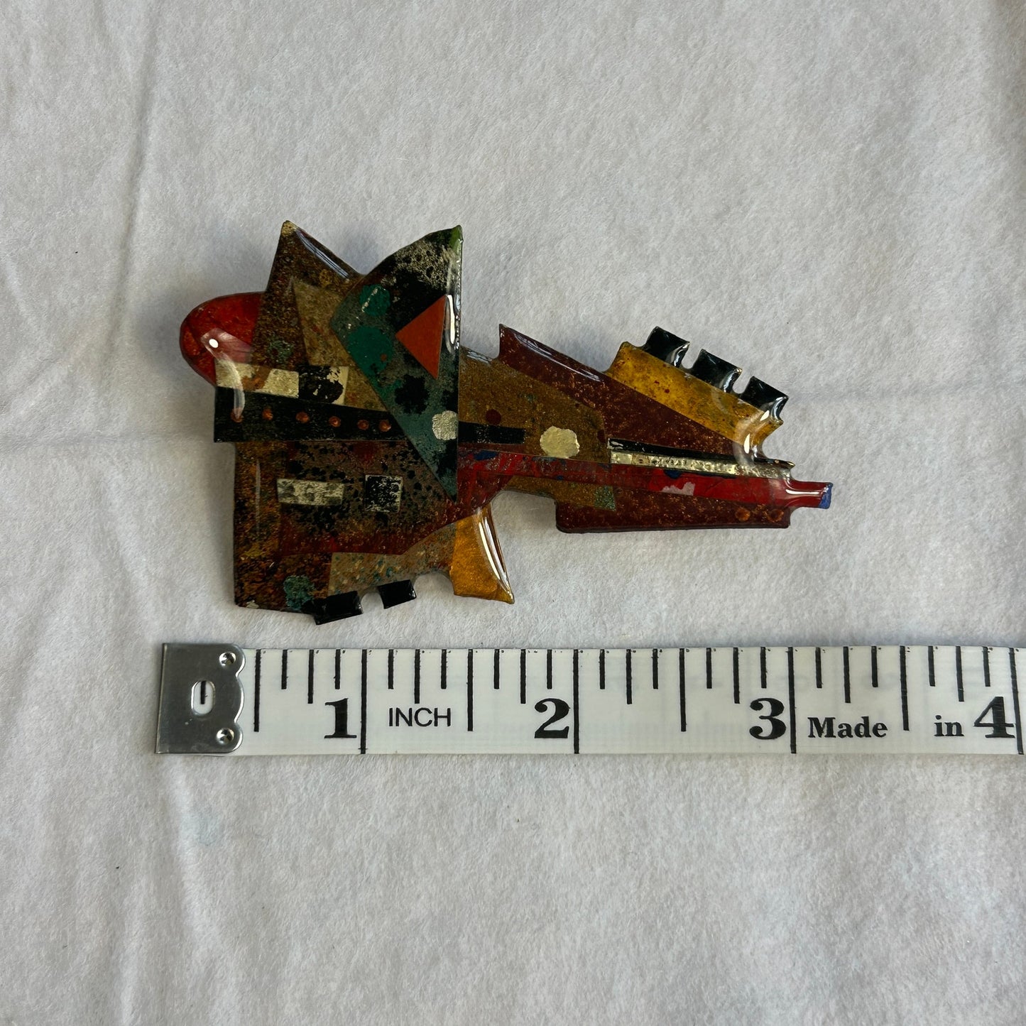 Vintage 1993 Signed S. Edwards Abstract Geometric Art Pin Brooch Contemporary
