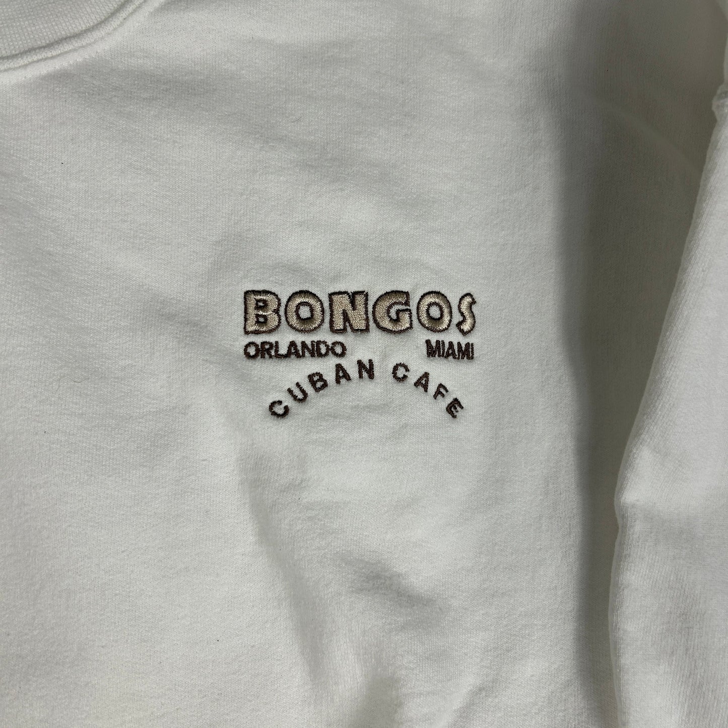 Vintage Bongos Cuban Cafe Sweatshirt - Miami Orlando - White Crewneck XL - Gloria Estefan