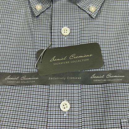 NWT Daniel Cremieux Signature Collection Men's Large Blue Black Houndstooth Shirt