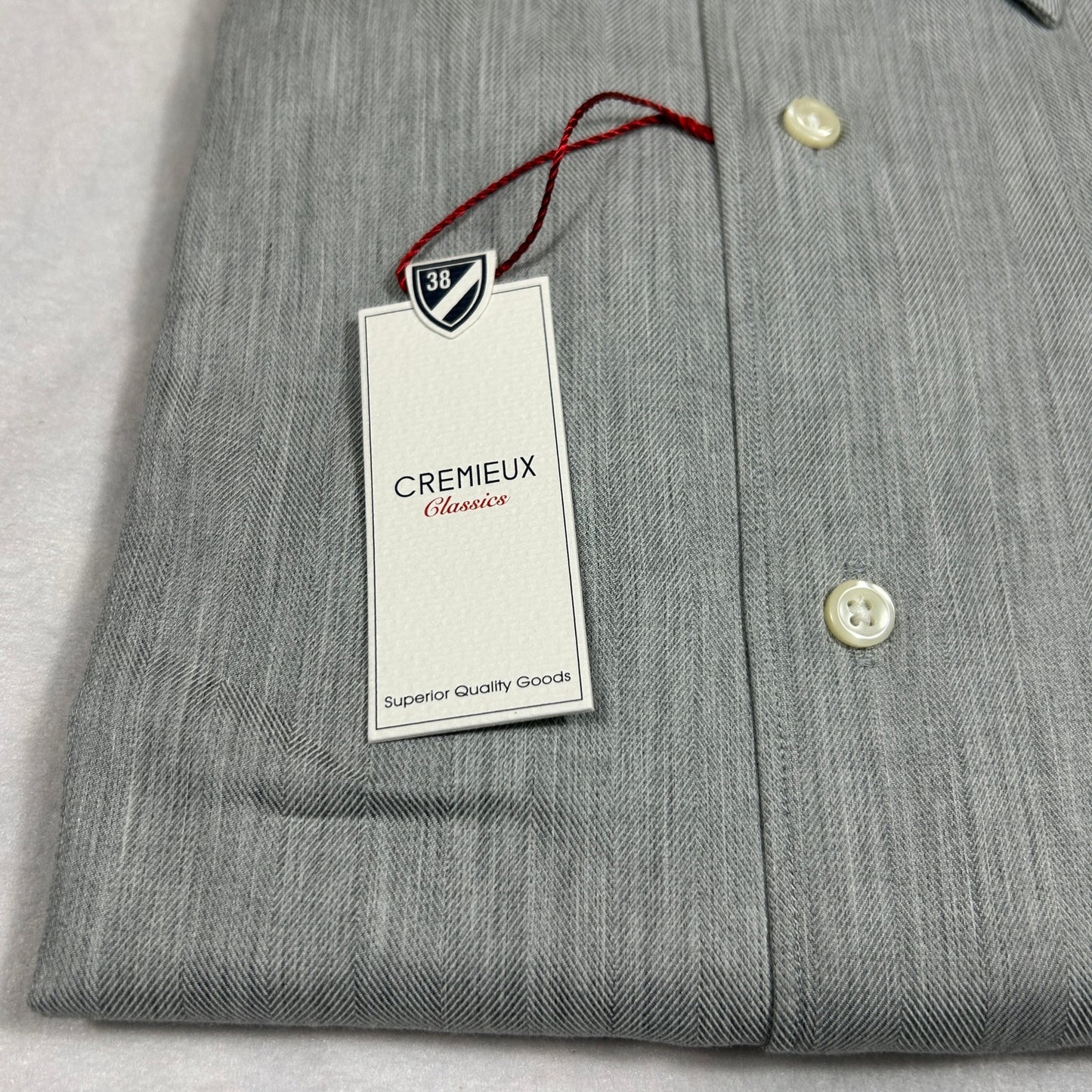 NWT Daniel Cremieux Classics Men's Large Grey Herringbone Button Down Dress Shirt