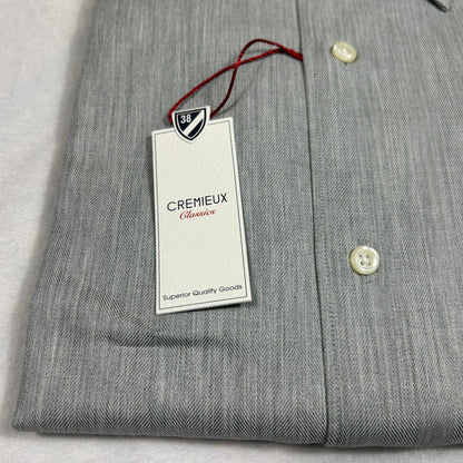 NWT Daniel Cremieux Classics Men's Large Grey Herringbone Button Down Dress Shirt