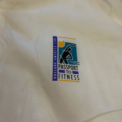 Vintage 90s Passport to Fitness Windbreaker Jacket | XL | Blue & White