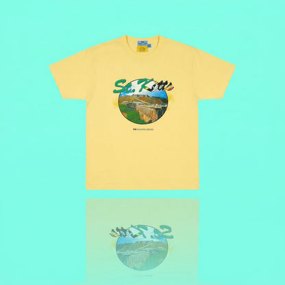 NWT Princess Cruises Men's XL St. Kitts Graphic T-Shirt Yellow Souvenir Beach