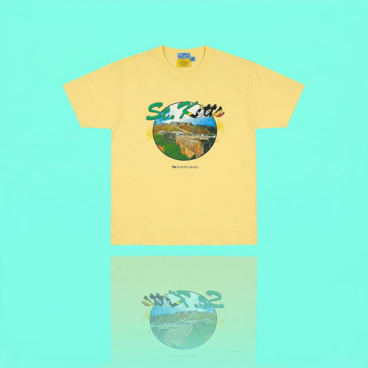 NWT Princess Cruises Men's XL St. Kitts Graphic T-Shirt Yellow Souvenir Beach