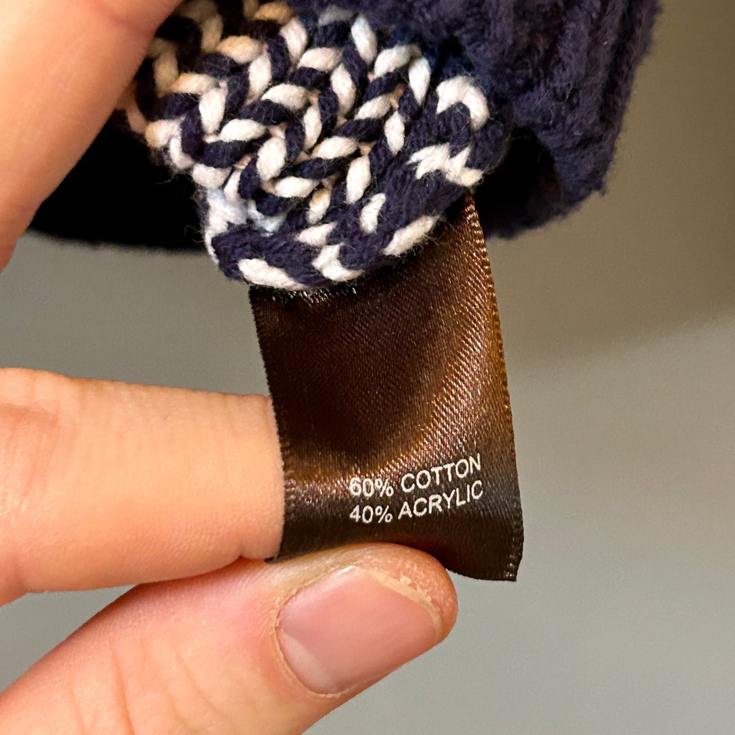 Martha Stewart Navy White Cable Knit Cardigan Sweater M