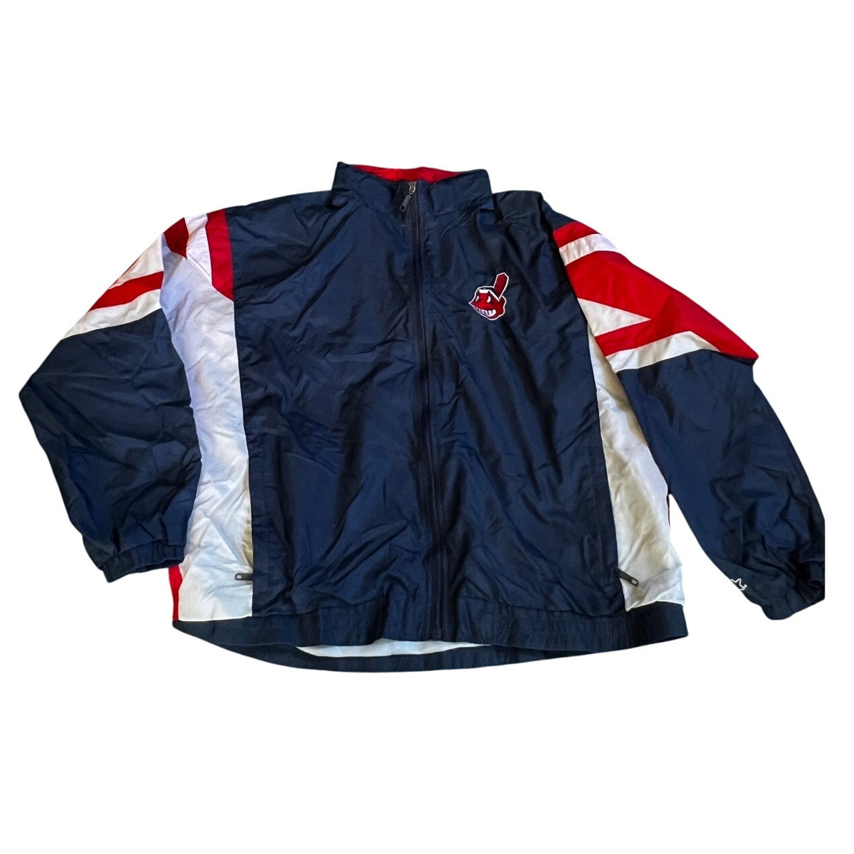 STARTER Vintage 1990s Cleveland Indians Full-Zip Windbreaker Jacket, XL Size
