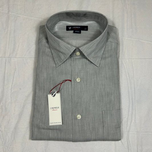 NWT Daniel Cremieux Classics Men's Large Grey Herringbone Button Down Dress Shirt