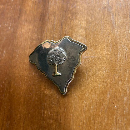 Vintage South Carolina State Brooch & Pendant, Silver & Gold Palmetto Tree Pin