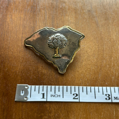 Vintage South Carolina State Brooch & Pendant, Silver & Gold Palmetto Tree Pin