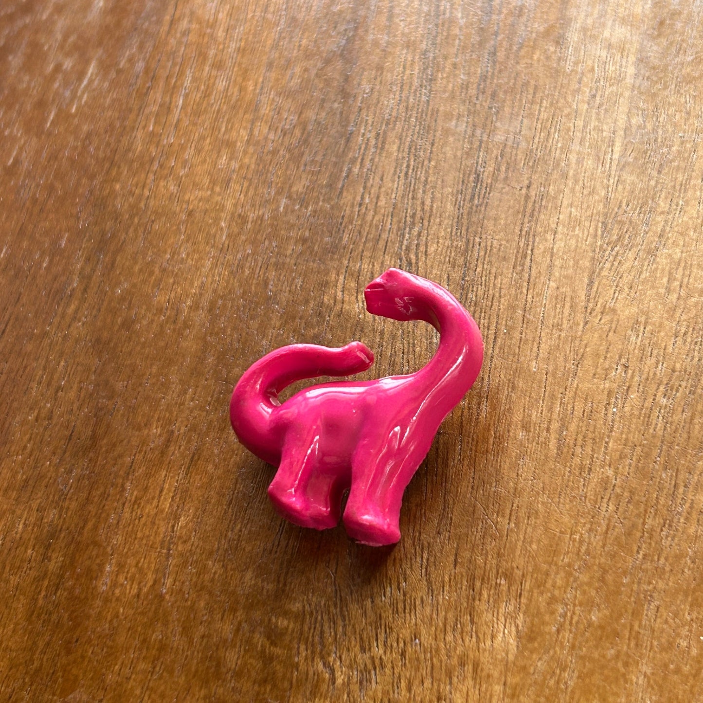 Vintage 1980s Hot Pink Dinosaur Pin | Retro Brontosaurus Resin Brooch | Fun Kitsch Animal Jewelry