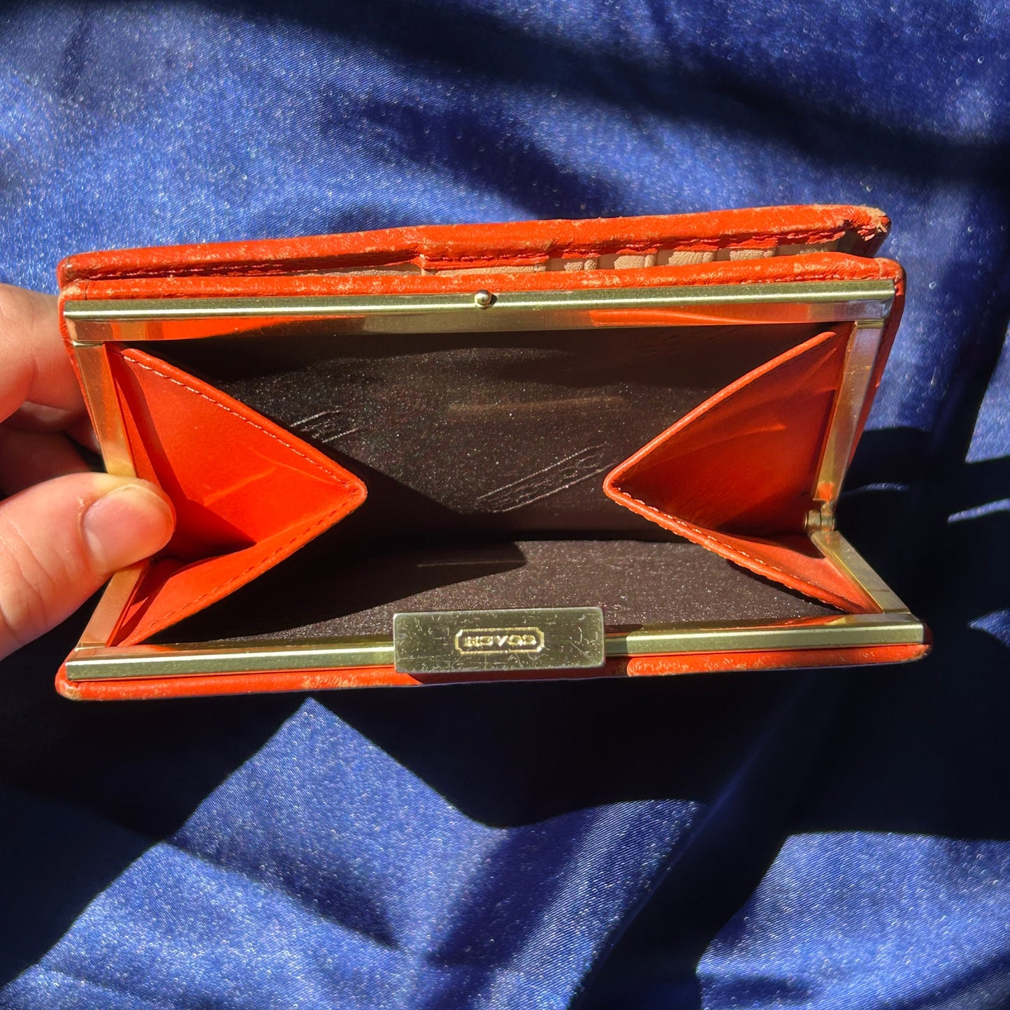 Coach Vintage Signature C Kiss-Lock Wallet, Orange Leather
