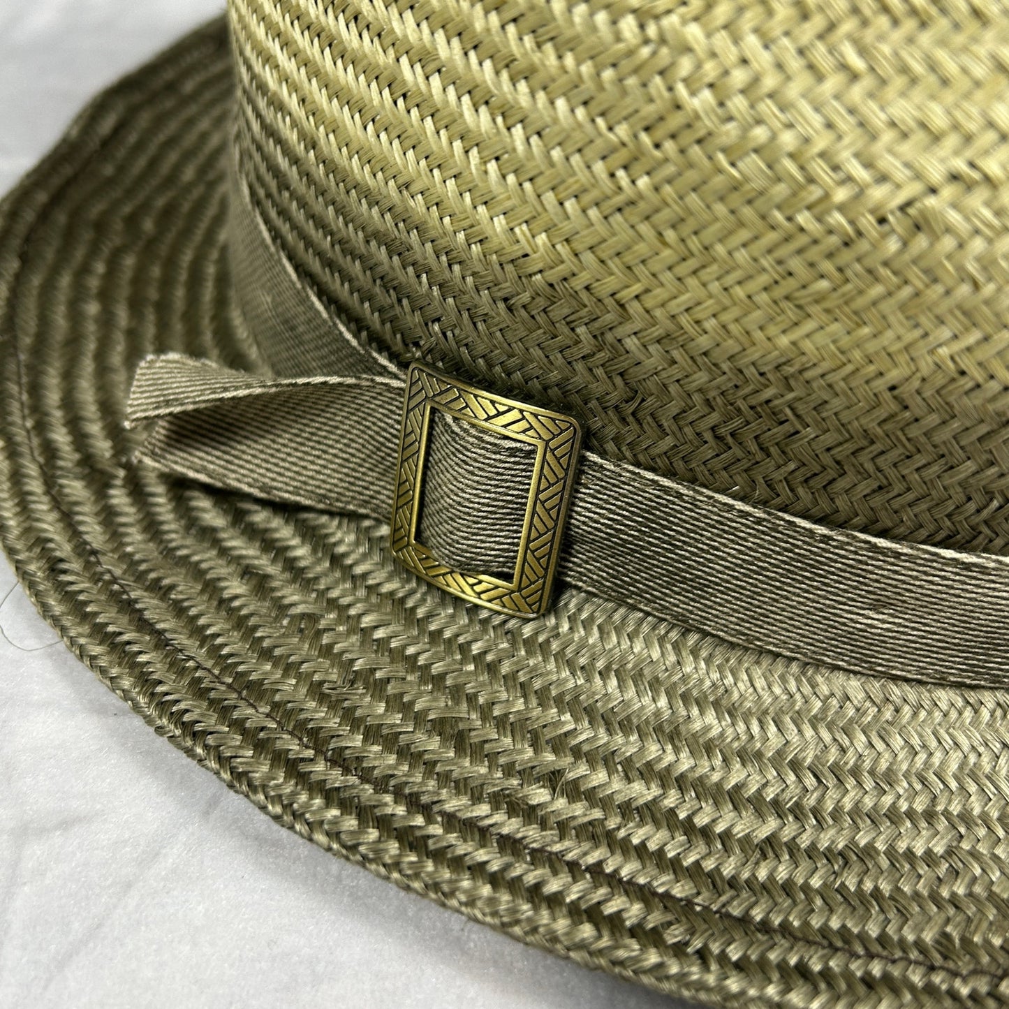 Cha-Cha's House of Ill Repute Straw Fedora Hat - Green & Beige Summer Brim - NYC Custom