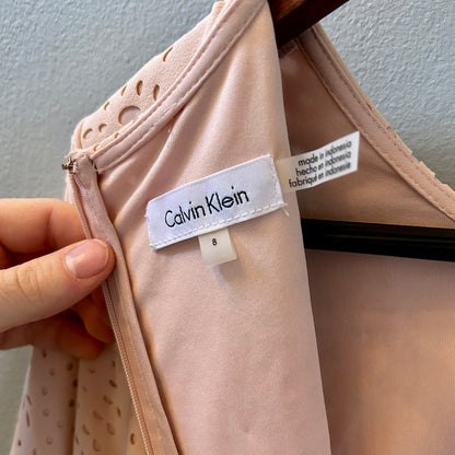 Calvin Klein Blush Pink Laser Cut Eyelet Dress Size 8
