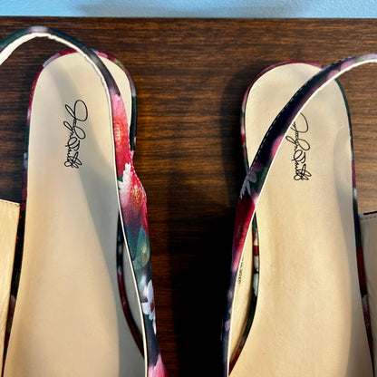 Jaclyn Smith Floral Slingback Flats Pointed Toe Satin Finish