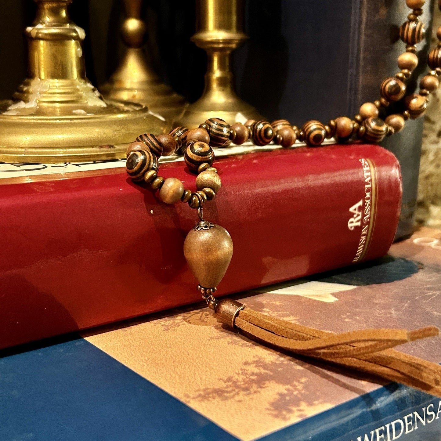 Wooden Buddhist Prayer Beads with Tassel Handmade