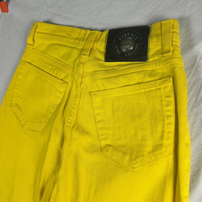 Vintage Versace Jeans Couture Men’s Size 26 Yellow High-Waisted Denim Jeans