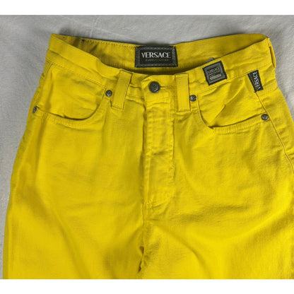Vintage Versace Jeans Couture Men’s Size 26 Yellow High-Waisted Denim Jeans