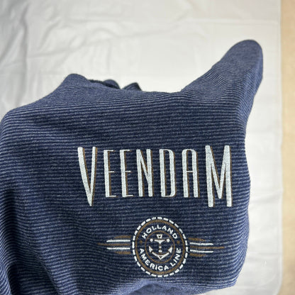 Vintage XL Holland America Line Veendam Embroidered T-Shirt Blue Stripe USA