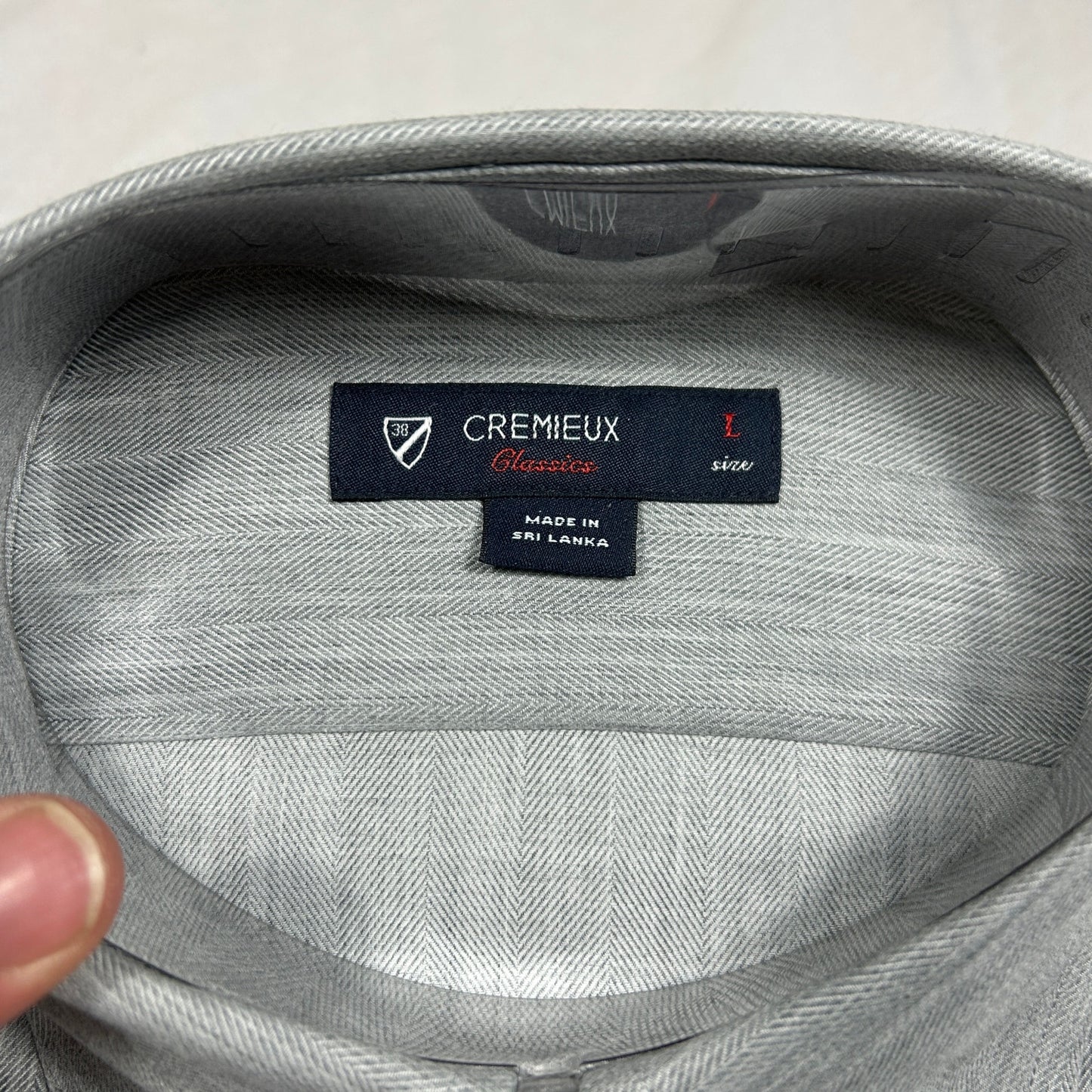 NWT Daniel Cremieux Classics Men's Large Grey Herringbone Button Down Dress Shirt