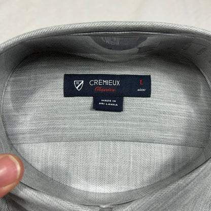 NWT Daniel Cremieux Classics Men's Large Grey Herringbone Button Down Dress Shirt