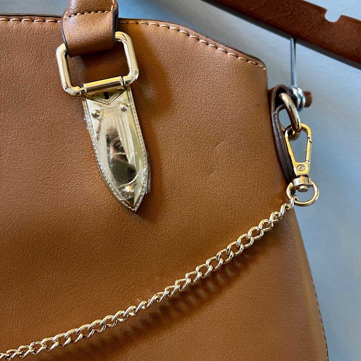 Danbury Mint Sedona Tan Faux Leather Satchel Monogram GEC