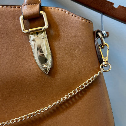 Danbury Mint Sedona Tan Faux Leather Satchel Monogram GEC