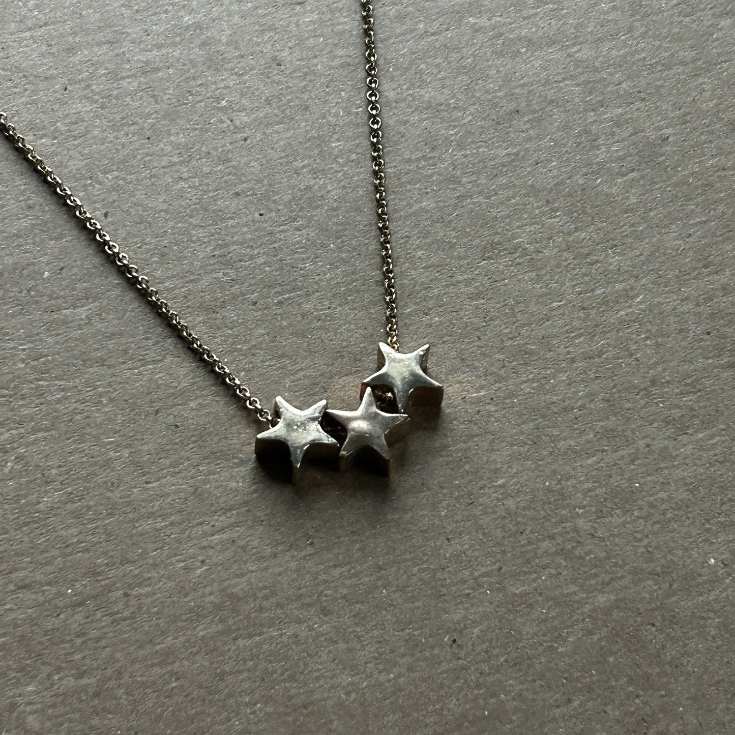 Gold Tone Star Charm Pendant Necklace, Adjustable Cable Chain, Lobster Closure