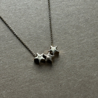 Gold Tone Star Charm Pendant Necklace, Adjustable Cable Chain, Lobster Closure