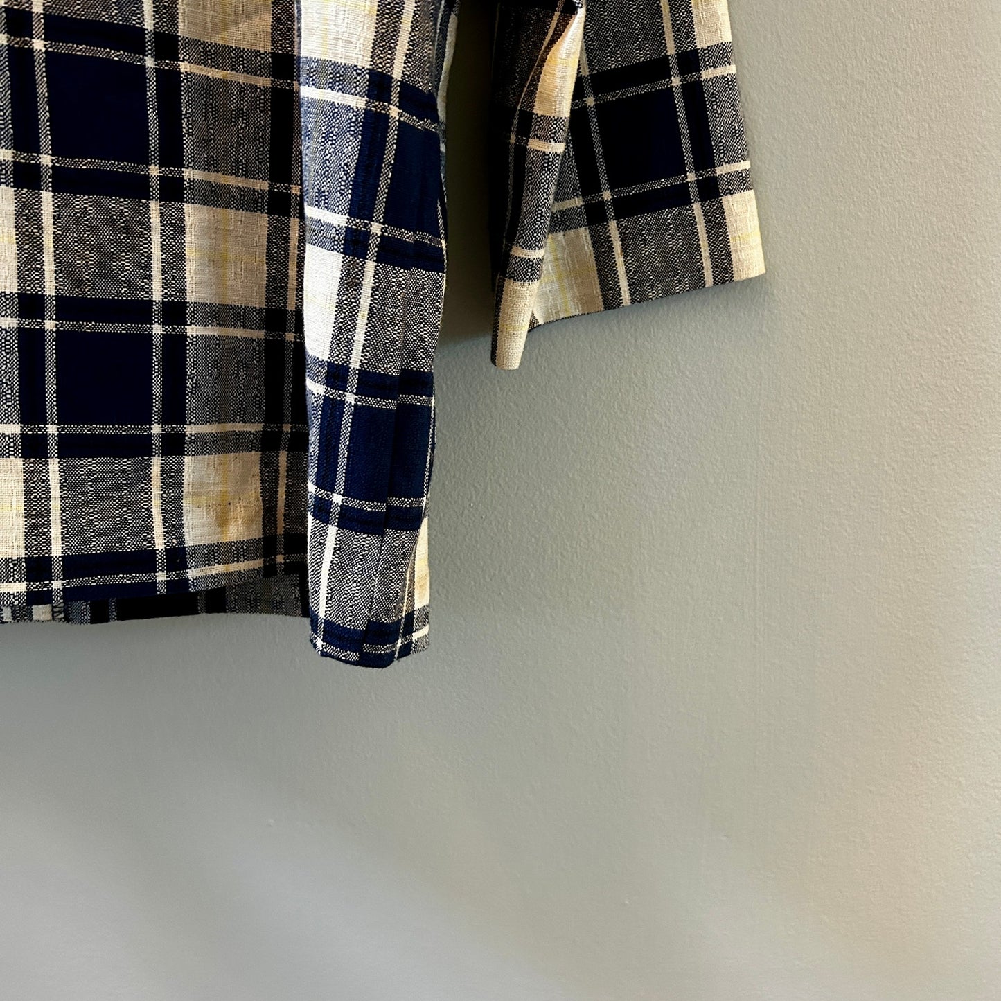 Modern Essentials Women’s Large Plaid Blazer Blue Oversized