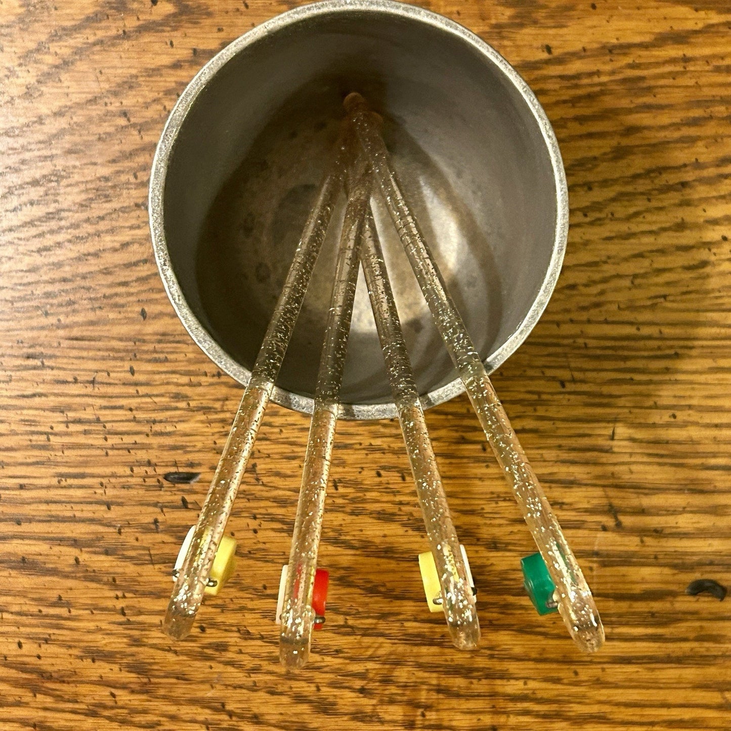 Whistle Swizzle Sticks Set of 4 Multicolor Plastic Barware Lightweight