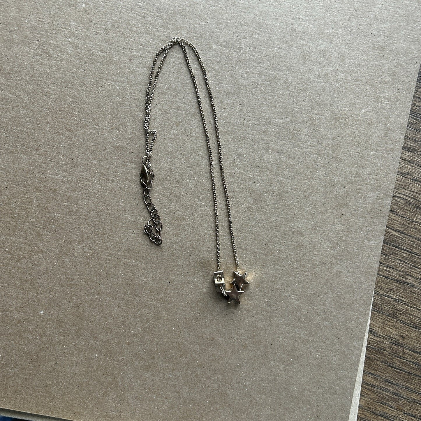 Gold Tone Star Charm Pendant Necklace, Adjustable Cable Chain, Lobster Closure