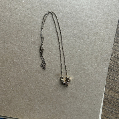 Gold Tone Star Charm Pendant Necklace, Adjustable Cable Chain, Lobster Closure