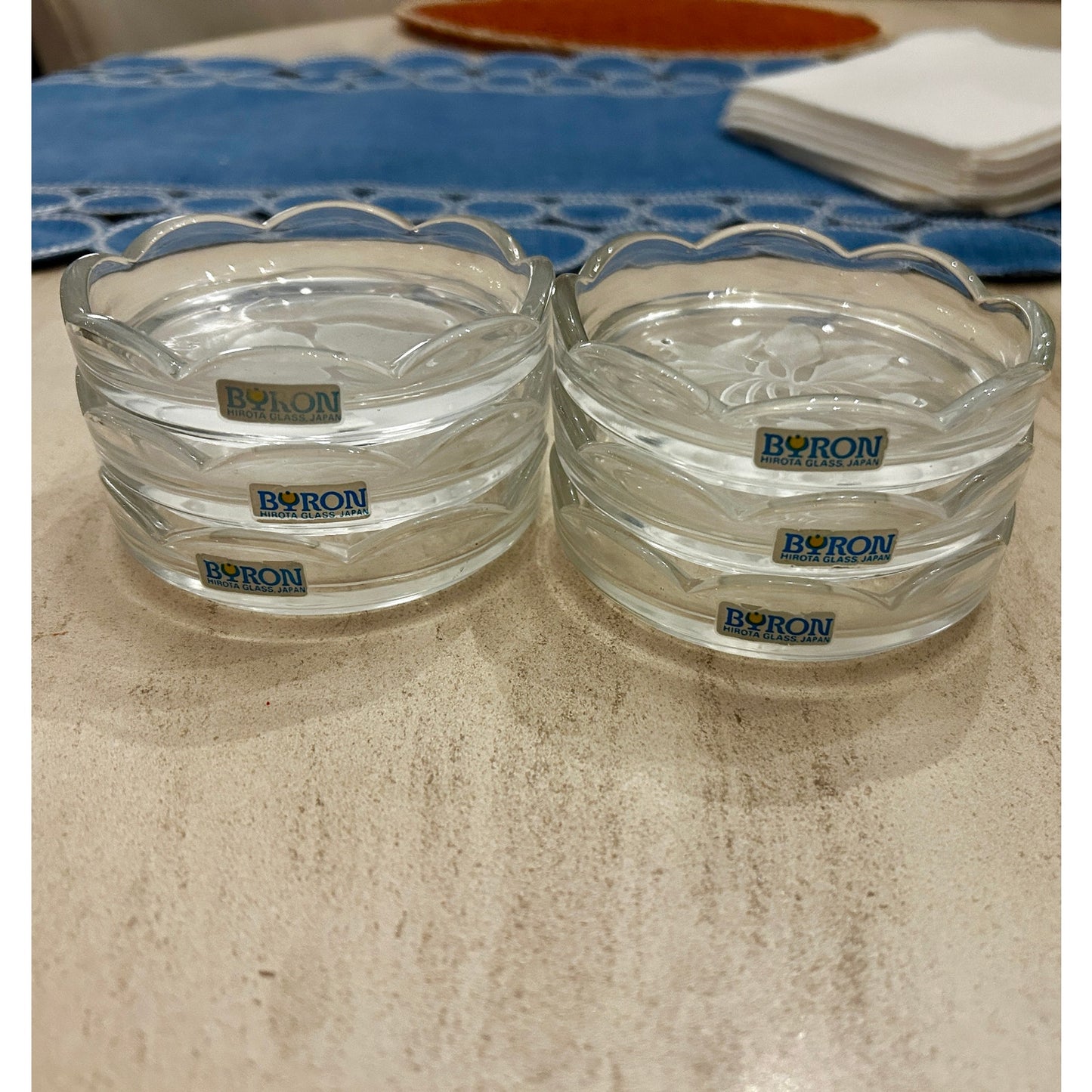 Vintage Hirota Glass Japan Byron Stacking Coasters Set of 6