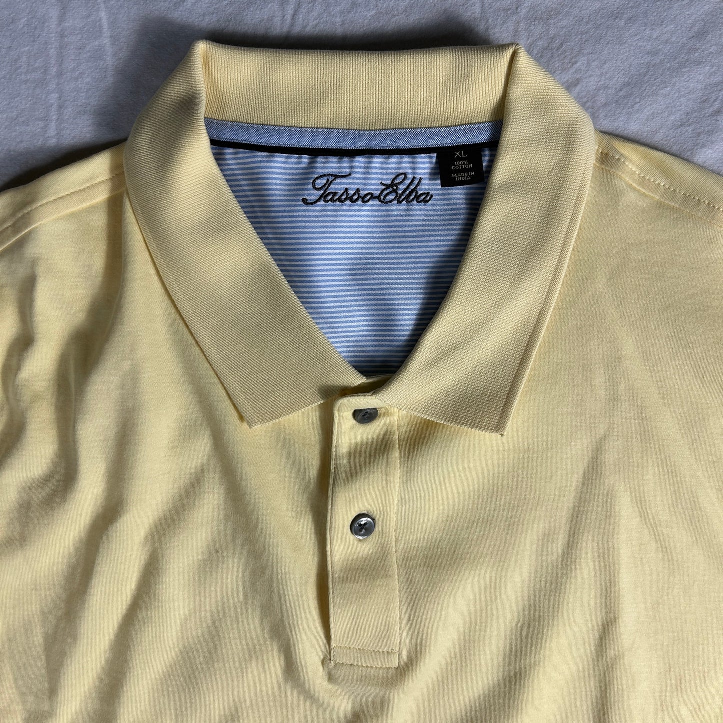 Tasso Elba Men’s Yellow Polo Shirt - Size XL - 100% Cotton - Short Sleeve Golf Casual