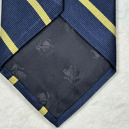 Brooks Brothers Men’s Silk Tie, Navy Blue & Gold Repp Stripe - Made in New York